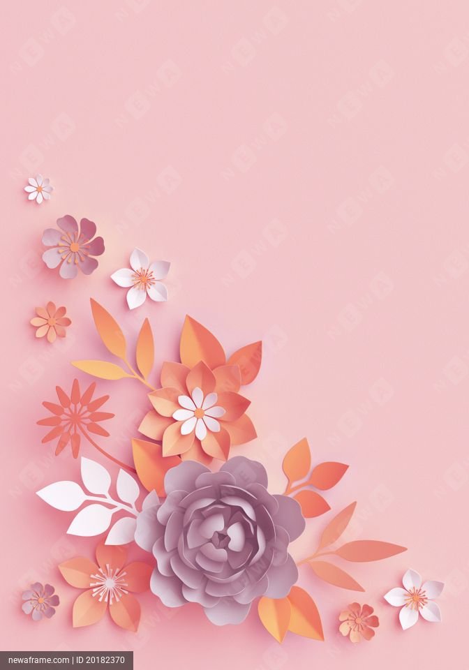 3d render, fall paper flowers, botanical arrangement, thanksgiving floral clip art, bouquet isolated on blush pink background, corner element, nursery wall decor, baby shower, peony, daisy, rose, leaves
