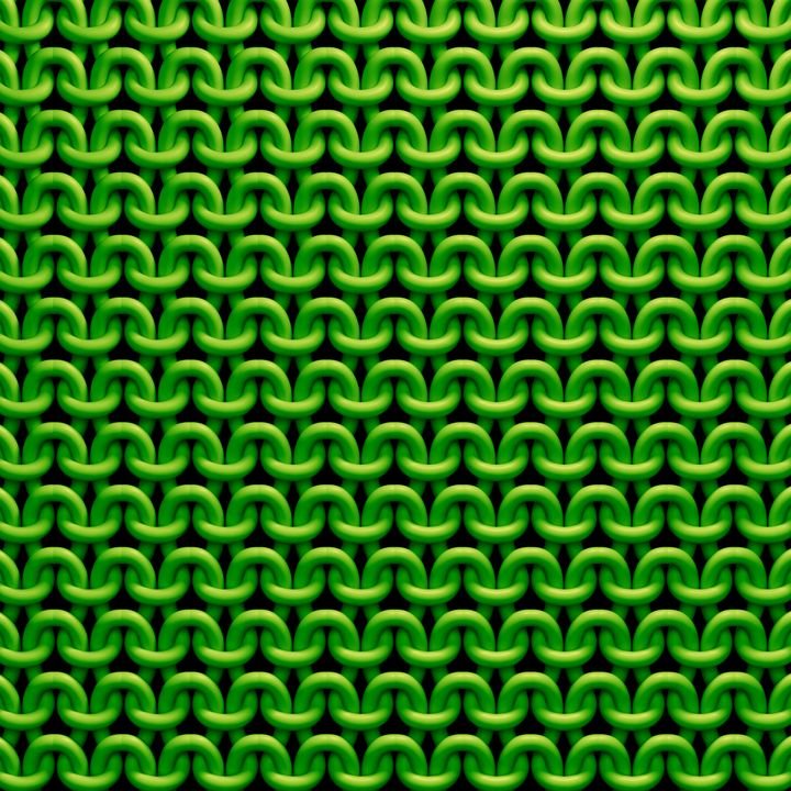 A seamless pattern of bright green, interlocking chain links fills the frame with a repeating texture.