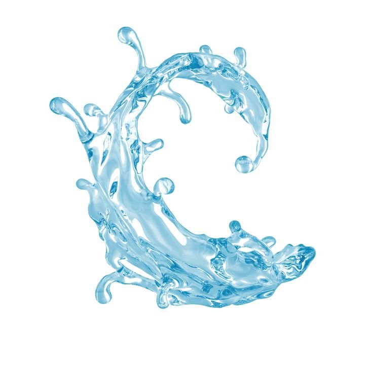 A dynamic splash of water forms a swirling pattern, capturing motion and fluidity with droplets flying in mid-air.