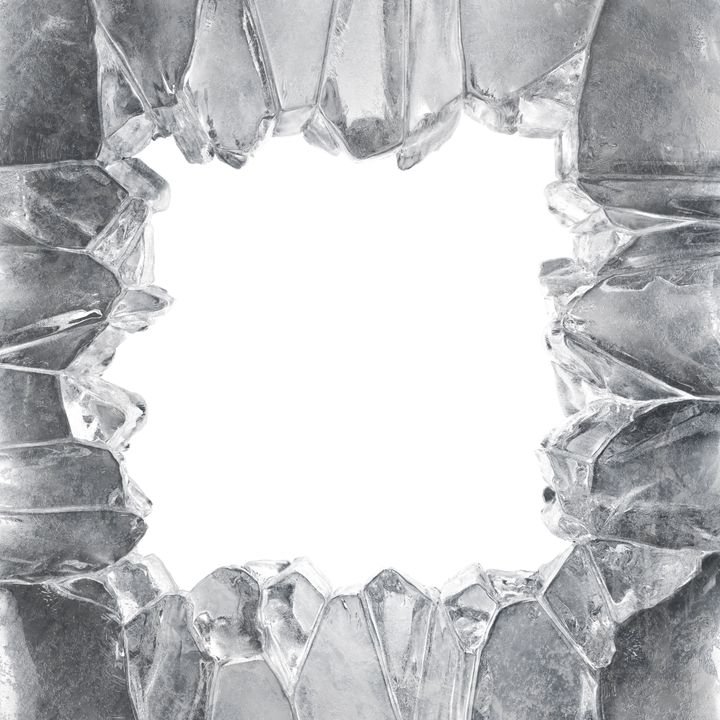 Ice shards form a jagged frame around a bright white center.