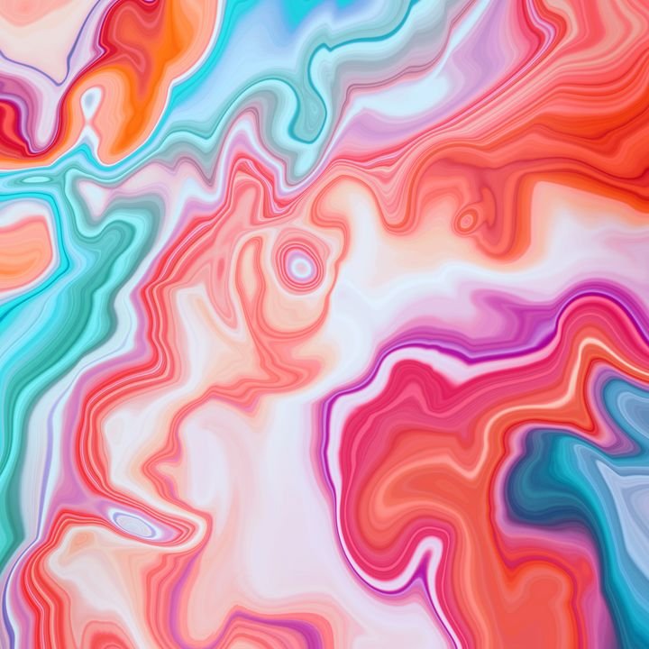 Vibrant, swirling colors blend in a fluid, abstract pattern resembling liquid paint or marble.