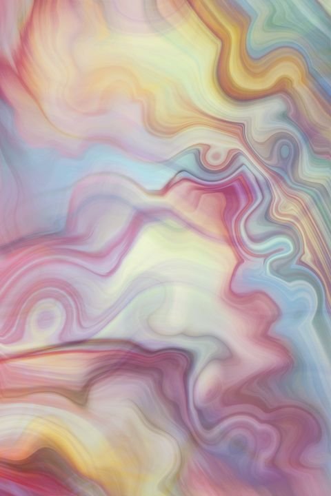 Colorful abstract swirls blend in soft pastel hues, creating a fluid, dreamy texture with gentle curves and vibrant gradients.