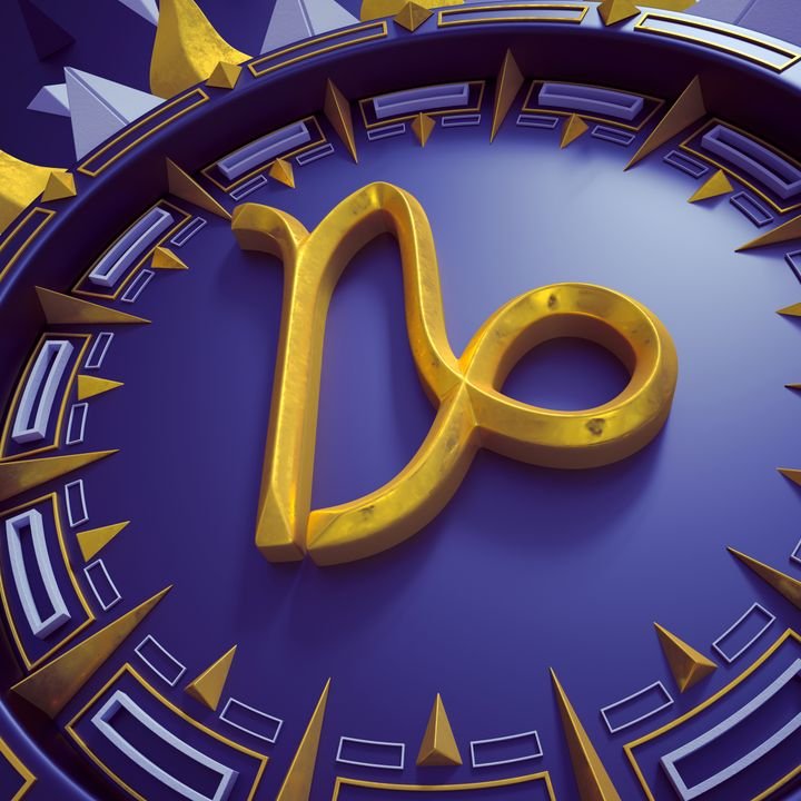 A golden Scorpio zodiac symbol floats above a deep purple, circular background adorned with geometric patterns.