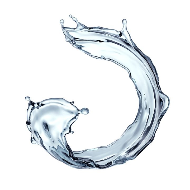 3d render, clean and clear water splash, wave, pure liquid clip art, isolated on white background