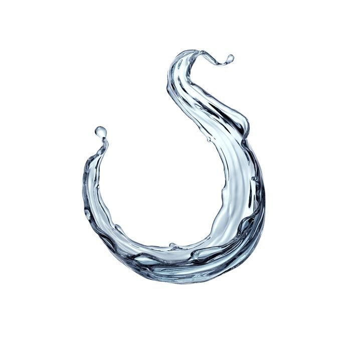 3d render, clean and clear water splash, wave, pure liquid clip art, isolated on white background