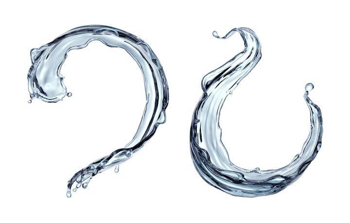3d render, clean and clear water splash, wave, pure liquid clip art, isolated on white background