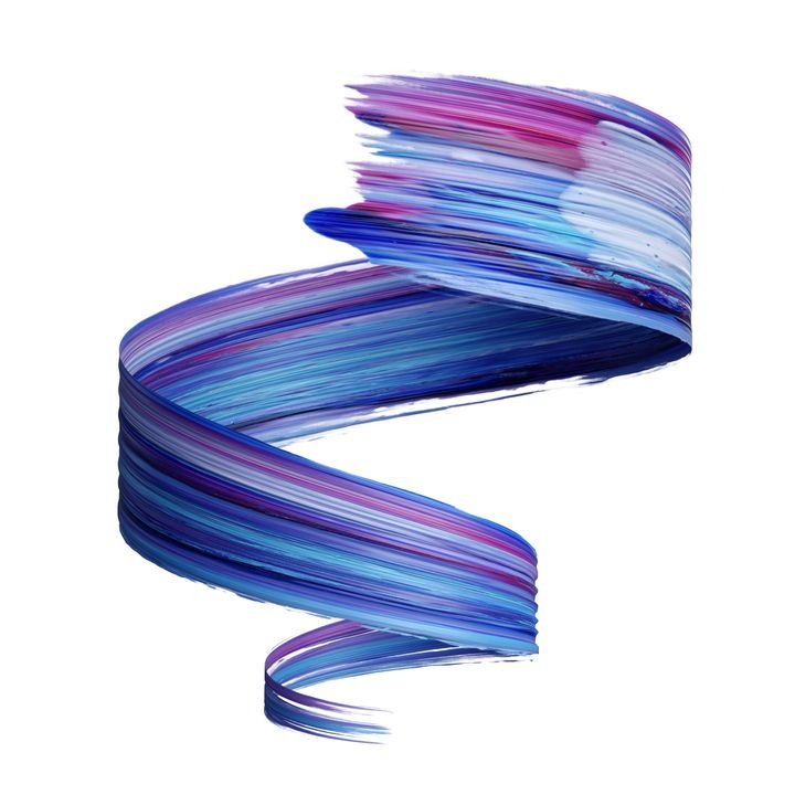3d render, abstract brush stroke, paint splash, splatter, colorful curl, artistic spiral, vivid ribbon