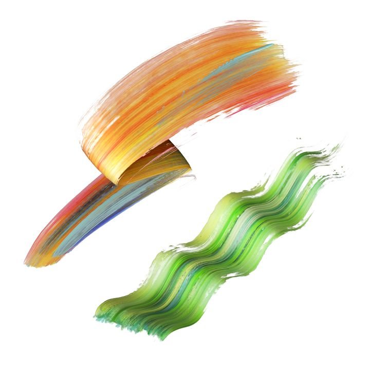 3d render, abstract brush stroke, paint splash, splatter, colorful curl, artistic spiral, vivid ribbon