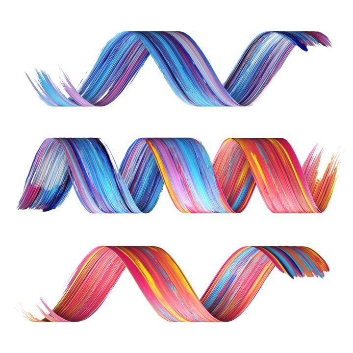 3d render, abstract brush stroke, paint splash, splatter, colorful curl, artistic spiral, vivid ribbon