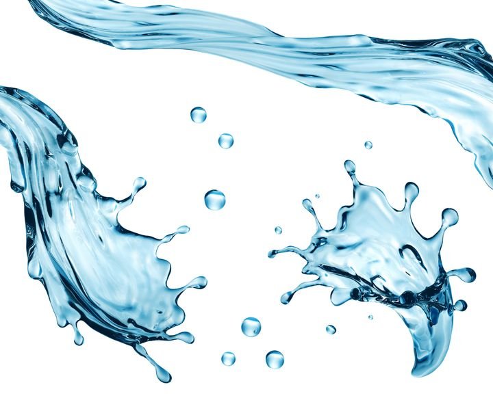 3d render, digital illustration, blue water wave, jets, liquid splash isolated on white