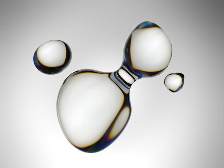3d render, abstract water drop shape, wet background, macro bubble, microbiology, cell, loop, isolated design element