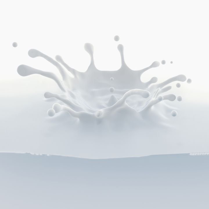 3d abstract liquid milk splash, crown splashing, isolated on white background