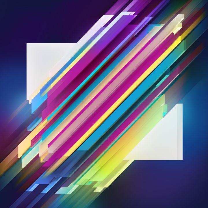 3d rendering, digital illustration, abstract geometric background, split blocks, diagonal stripes, dynamic lines, multicolor panels, fragments, interior wall decor, flat layers, pattern