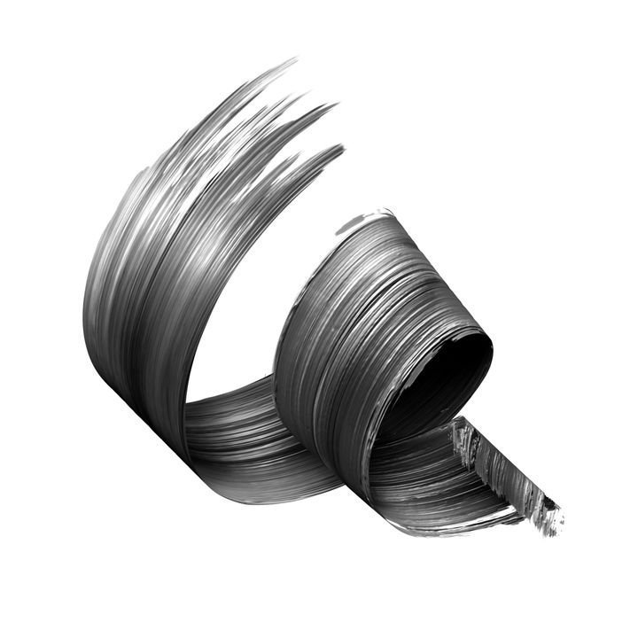 3d render, abstract black brush stroke, creative ink smear, paint texture, spiral ribbon, design element isolated on white background