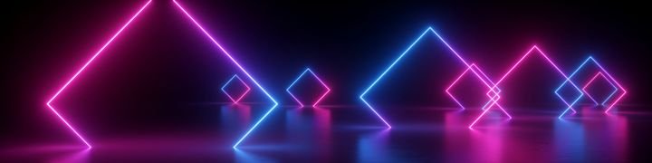3d render, abstract panoramic background, neon light, glowing lines, geometric shapes, ultraviolet spectrum, virtual reality, laser show