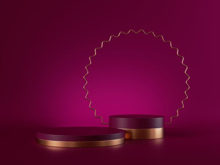 3d render, abstract pink modern minimal background. Cylinder podium, vacant pedestal, empty stage, showcase stand, product display platform blank mockup with copy space. Premium advertisement design