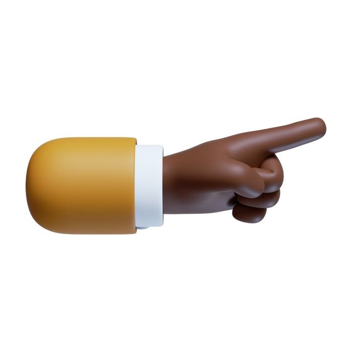 3d render. African American cartoon character hand icon, attention gesture. Business clip art isolated on white background. One finger up