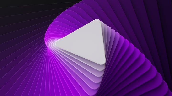 3d render, abstract modern minimalist wallpaper, blank triangular cards with rounded corners, twisted layers purple white gradient