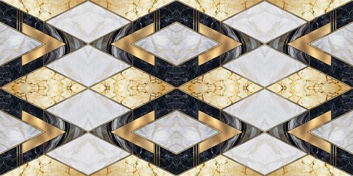 abstract background, seamless pattern, floor tile texture, geometric marble mosaic. Repeating art deco wallpaper