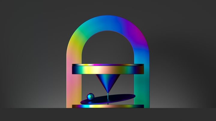 3d render, abstract modern minimal background with colorful iridescent geometric shapes