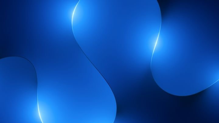 3d render, abstract blue neon background with glowing curvy lines