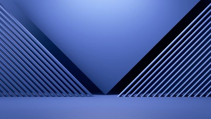 3d render, modern blue geometric background, minimal showcase scene for product presentation