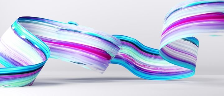 3d rendering. Abstract creative background, volumetric paint smear, multicolored brushstroke. Modern wallpaper. Folded ribbon
