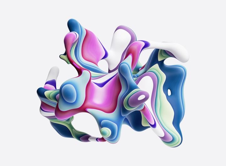 3d render, abstract background, colorful psychedelic shape, clip art isolated on white. Modern creative wallpaper