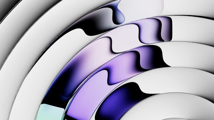 Abstract background. Circular composition featuring liquid shapes. 3d rendering of a color gradient refracted in rippled glass