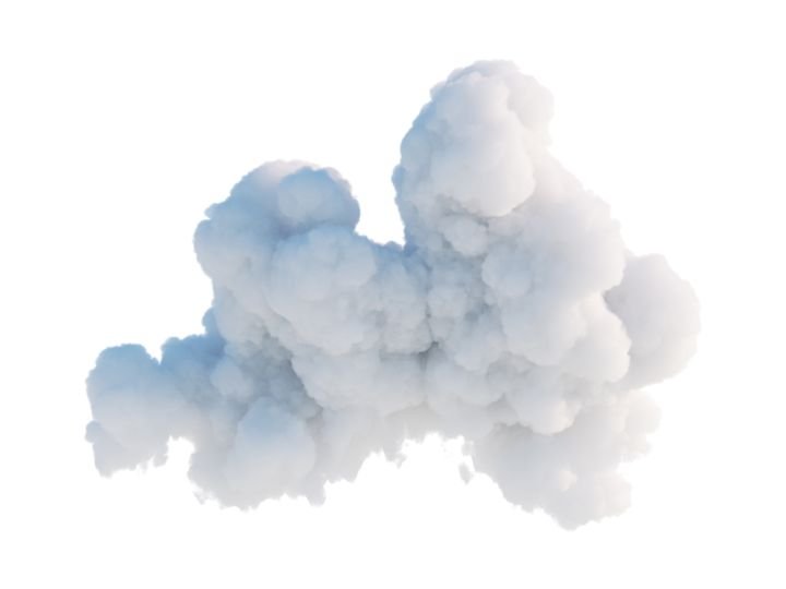 3d rendering. Cloud clip art isolated on white background. Fluffy cumulus. Fantasy sky