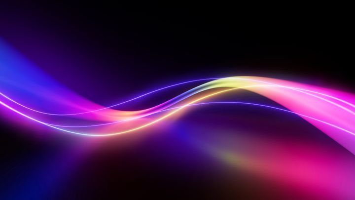 abstract neon background. 3d rendering of a multicolored curved lines glowing in the dark. Blurry floor reflection. Flowing virtual stream