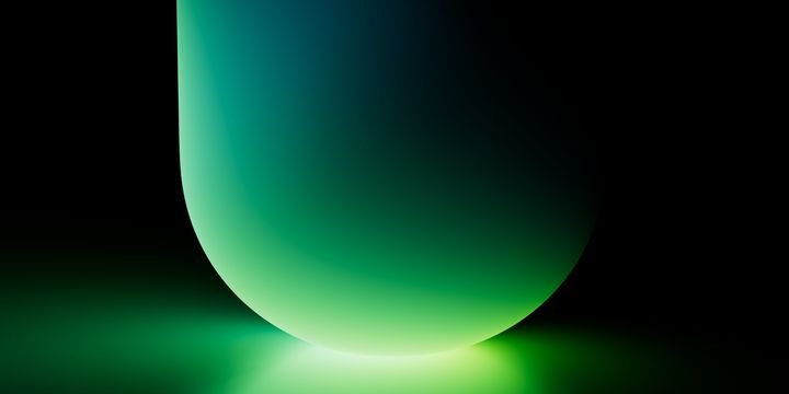 abstract minimalist neon background with green gradients. 3d render illustration.