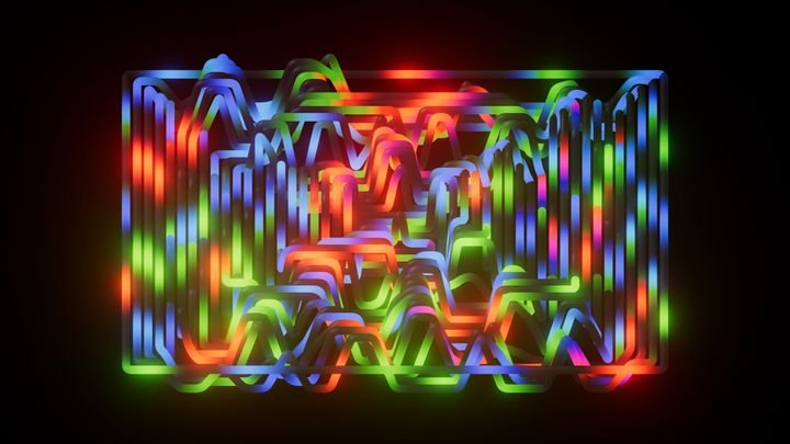 3D illustration of a modern abstract background with vibrant neon tubes. Minimalist and colorful design.
