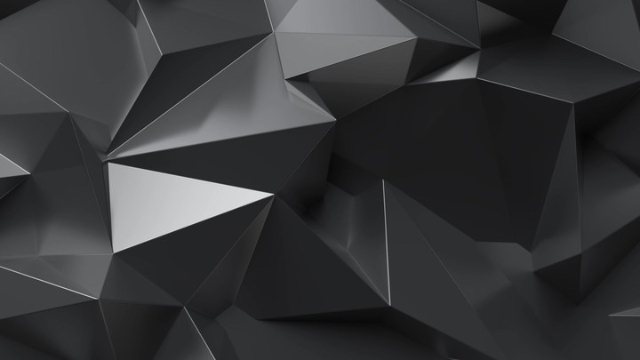 3d render black low poly graphite crystal abstract background. Seamlessly looping. Morphing 2k motion graphic videos