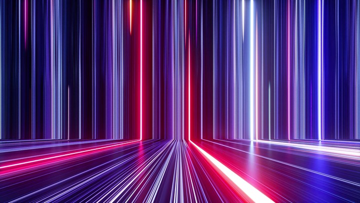 abstract colorful background with bright neon rays and glowing lines. Pink red blue looping background. Speed of light. Seamless loop animation
