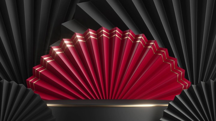 abstract animated 3d background with spinning fans and empty stage