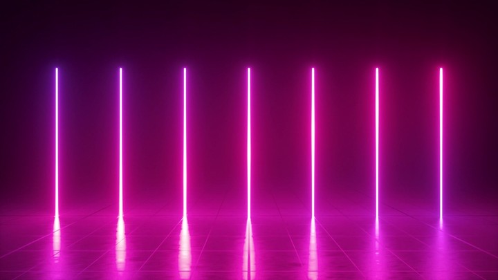 looping animation of glowing neon vertical lines in ultraviolet spectrum, changing colors from pink to blue