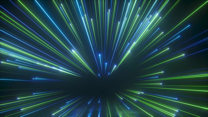 3d animation, cosmic blue green star tracks countdown from one to ten, 1 to 10 neon numbers isolated on black background, colorful meteor shower
