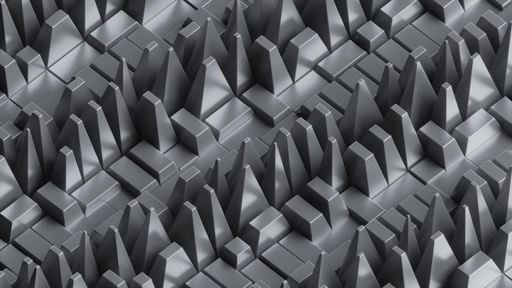 endless 3d animation, abstract technological background with geometrical texture, equalizer with spreading waves