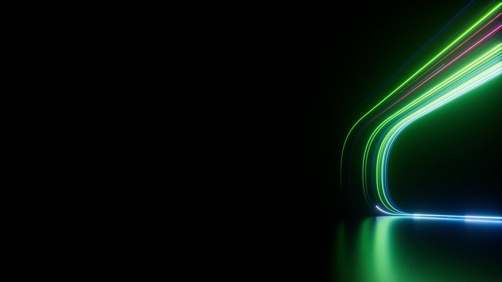 3d animation. Abstract neon background with colorful glowing lines sliding up. Bright rays move up. Modern animated wallpaper