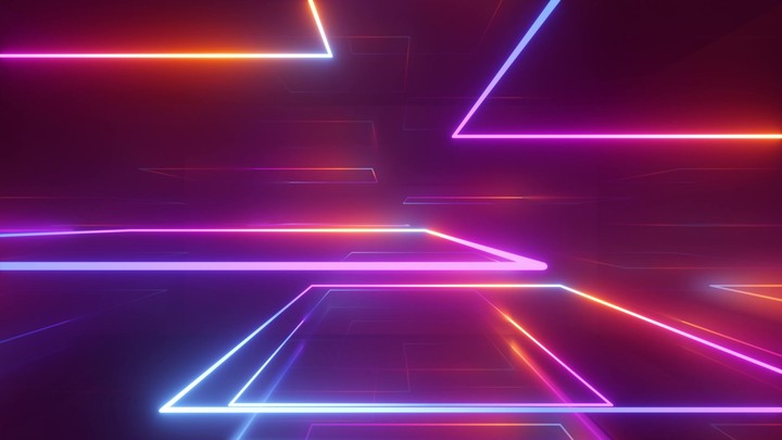 looping 3d animation, abstract neon background, lines glowing in the dark, modern wallpaper with pink red laser rays