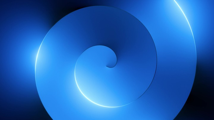 looping 3d animation, abstract neon background of glowing spiral line, blue helix gradient