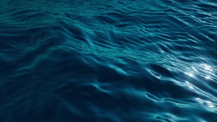 3d looping animation. Abstract background of wavy water texture. Blue ocean surface live image. Calm sea motion