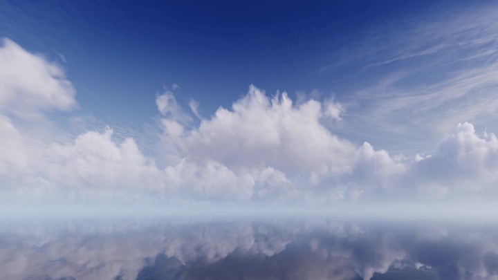 3d animated wallpaper. Serene sky and cloud reflection. A tranquil 4k animation of fluffy white clouds and clear blue sky, mirrored to create a peaceful skyscape perfect for backgrounds.