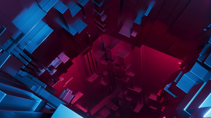 A seamless 3D looping animation of a flight through an endless, futuristic tunnel. Featuring an unfocused, blurry visual effect.