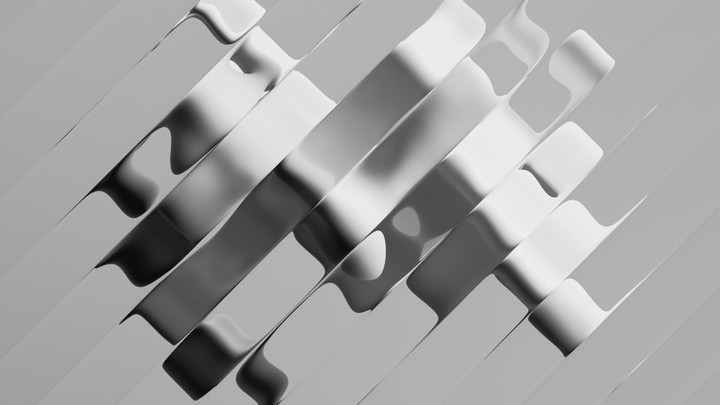 looped 3d animation. Abstract monochrome background. Silver foil stripes with ripple effect. Fluted glass or metallic blinds