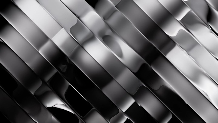 looping 3d animation, abstract background with ripple effect. Waving metallic foil ribbons