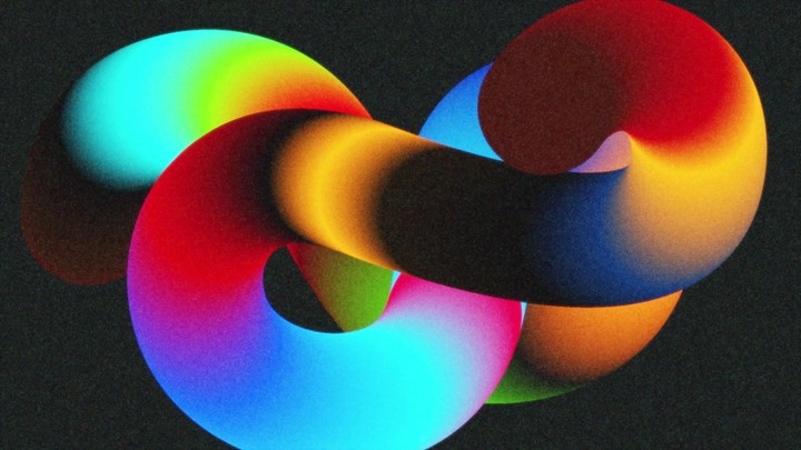 Rainbow swirls and gradients loop smoothly in a flowing dance. A colorful, modern animation for creative projects. 3D render animation.