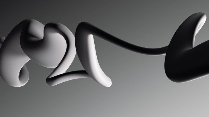 looping 3d animation, intro of an abstract morphing shape, isolated on grey background