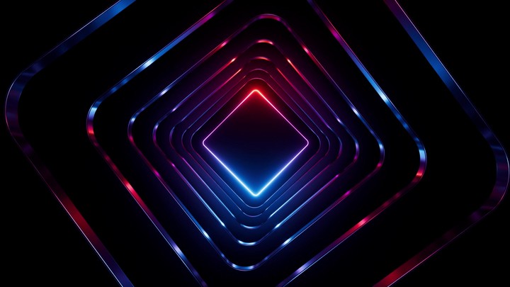 Seamless 3D animation of polished metallic frames dynamically twisting and forming a futuristic tunnel.